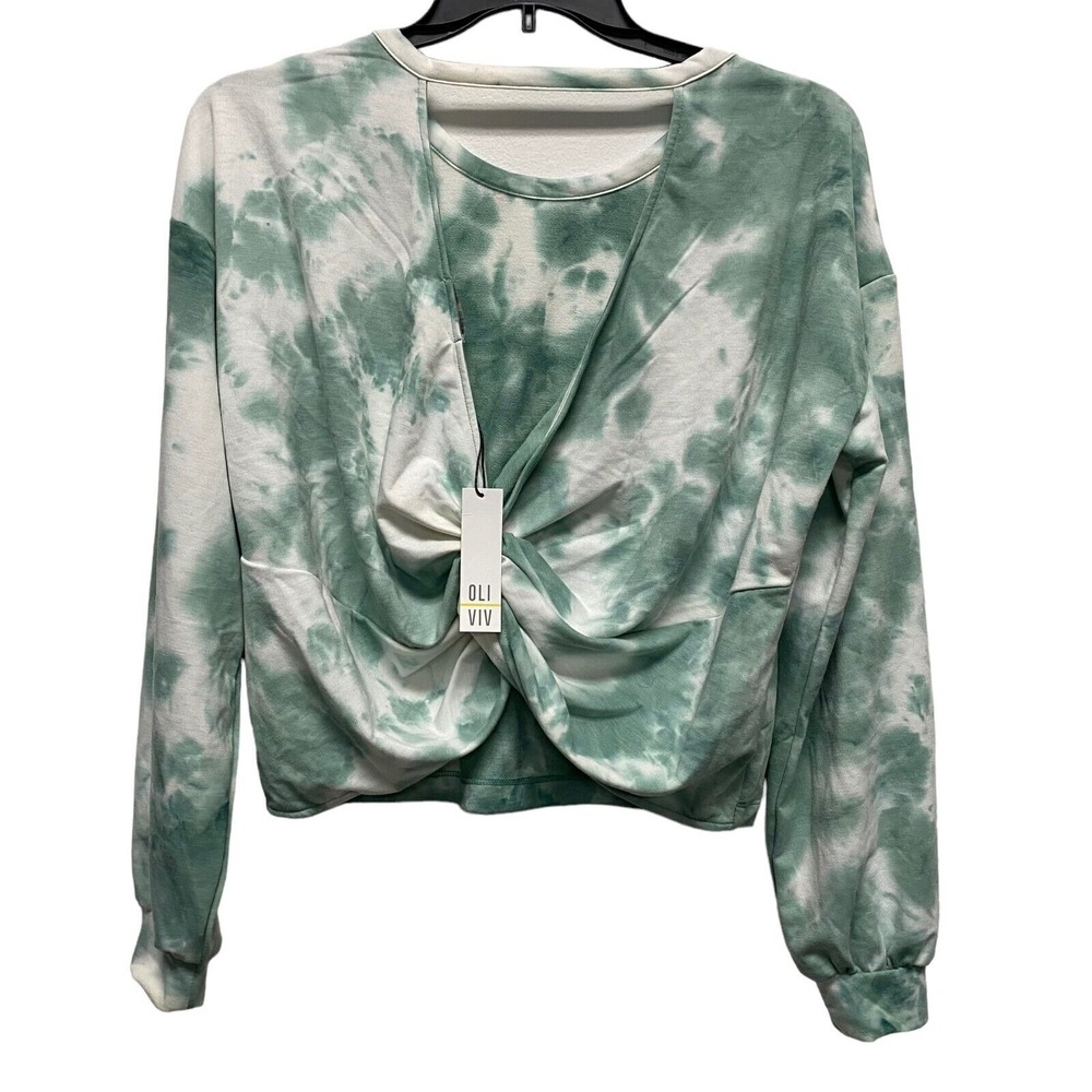 OLI VIV Women's L Nordstrom Tie Dye Twist VBack Pullover Sweatshirt Top Comfy